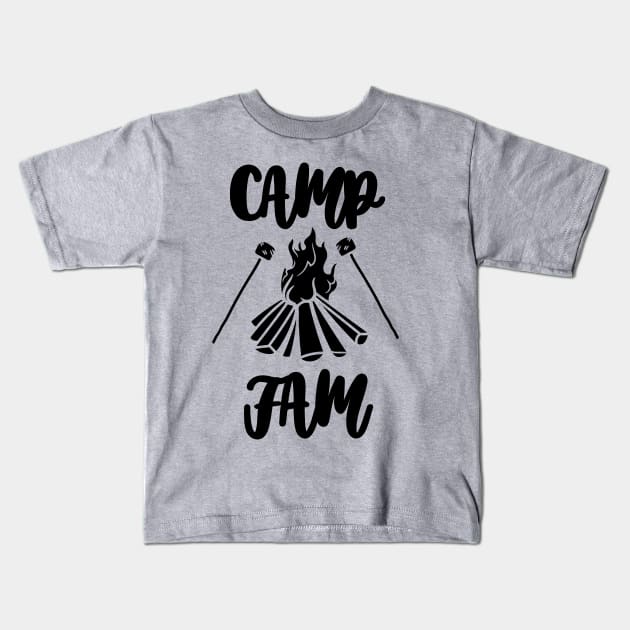 Camp Fam Funny Camping Quote Kids T-Shirt by Grun illustration 